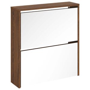 vidaXL Armoire &agrave; chaussures miroir &agrave; 2 niveaux Ch&ecirc;ne marron 63x17x67cm