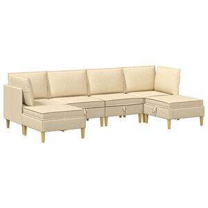 vidaXL Canap&eacute; modulaire avec rangement 6 pcs Cr&egrave;me Tissu