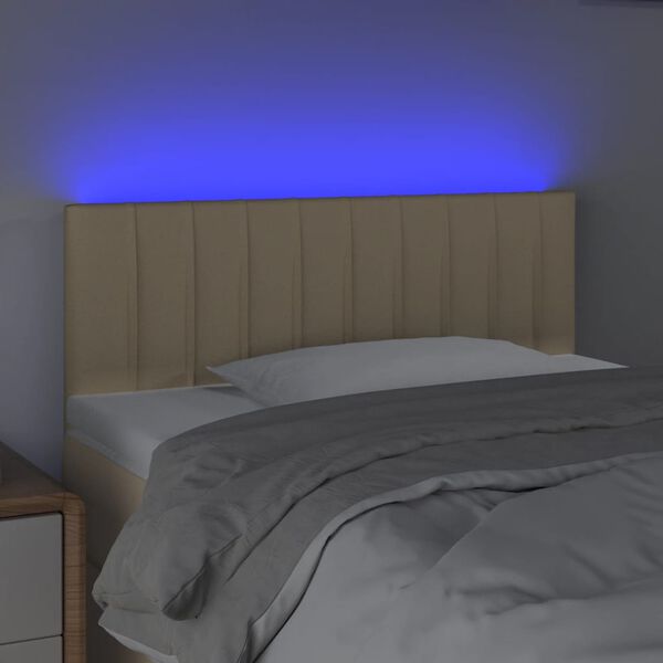 vidaXL T&ecirc;te de lit &agrave; LED Cr&egrave;me 80x5x78/88 cm Tissu