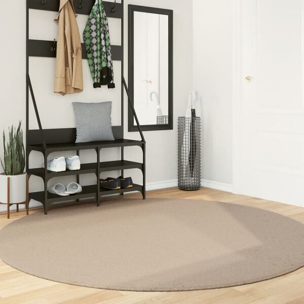 vidaXL Tapis HUARTE &agrave; poils courts doux et lavable sable &Oslash; 200 cm