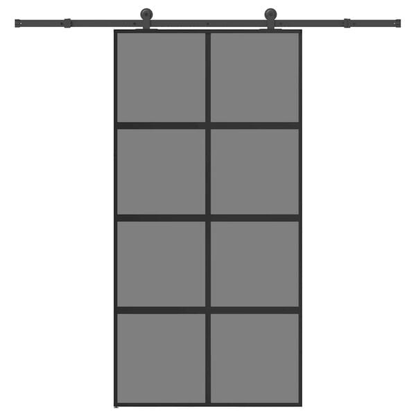 vidaXL Porte coulissante kit de quincaillerie tremp&eacute; verre aluminium