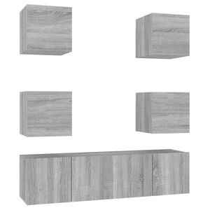 vidaXL Ensemble de meubles TV 6 pcs Sonoma gris Bois d'ing&eacute;nierie
