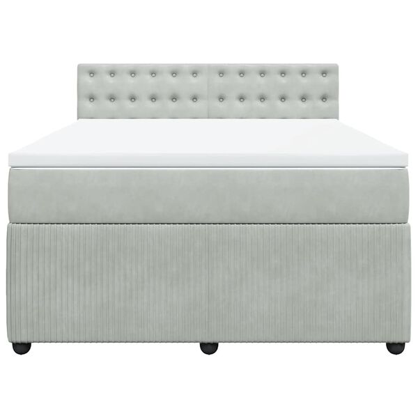 vidaXL Sommier &agrave; lattes de lit et matelas Gris clair 140x190cm Velours