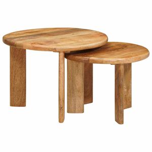 vidaXL Tables gigognes 2 pcs Marron Bois de mangue massif