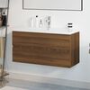 vidaXL Meuble lavabo avec bassin int&eacute;gr&eacute; Ch&ecirc;ne brun Bois d'ing&eacute;nierie