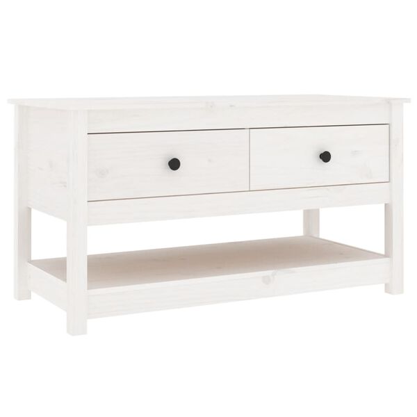 vidaXL Table basse Blanc 102x49x55 cm Bois massif de pin