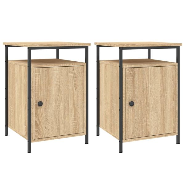 vidaXL Tables de chevet 2pcs ch&ecirc;ne sonoma 40x42x60cm bois d'ing&eacute;nierie