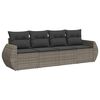 vidaXL Salon de jardin 4 pcs avec coussins gris r&eacute;sine tress&eacute;e