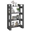 vidaXL Bibliothèque/Séparateur de pièce Gris 80x35x125 cm Pin massif