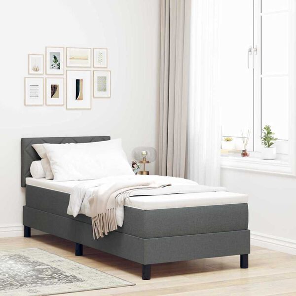 vidaXL Lit &agrave; ressorts avec matelas Gris fonc&eacute; 80 x 200 cm tissu