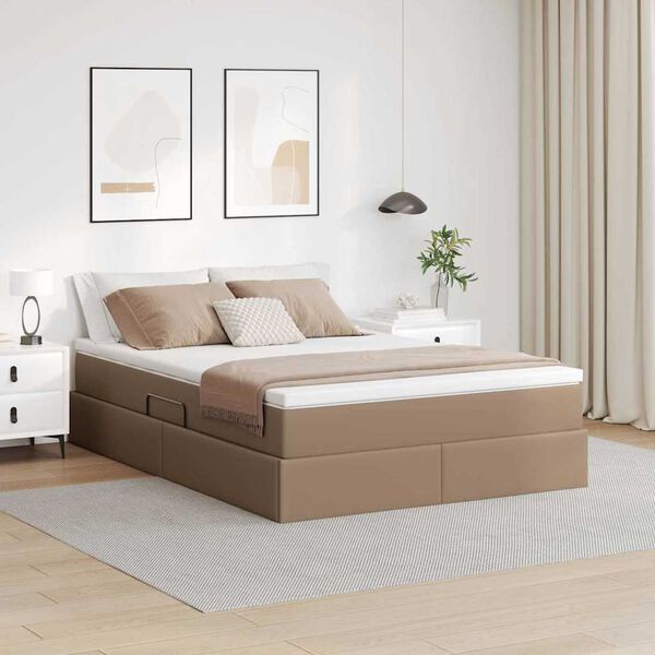vidaXL Lit avec rangement et matelas Cappuccino 140 x 200 cm