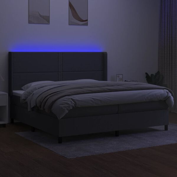 vidaXL Sommier &agrave; lattes de lit matelas LED Gris fonc&eacute; 200x200 cm Tissu