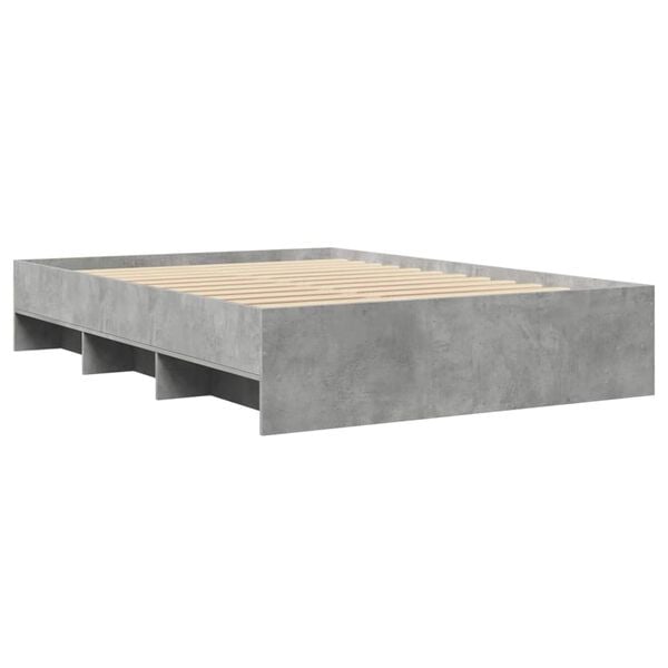 vidaXL Cadre de lit sans matelas gris b&eacute;ton 120x190 cm bois ing&eacute;nierie