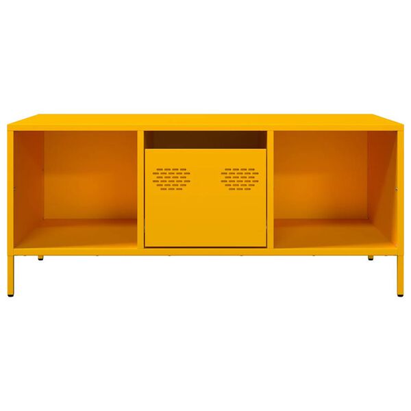 vidaXL Table basse jaune moutarde 101,5x50x43,5cm acier laminé à froid