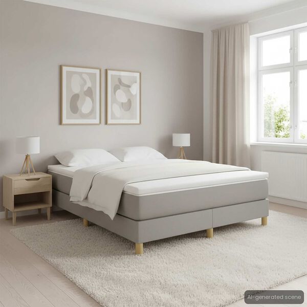 vidaXL Cadre de lit &agrave; ressorts gris clair 140x200 cm tissu