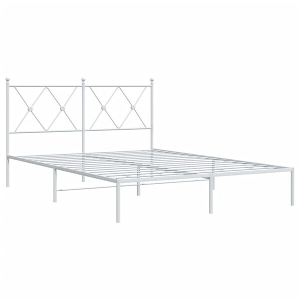 vidaXL Cadre de lit m&eacute;tal sans matelas et t&ecirc;te de lit blanc 140x190 cm
