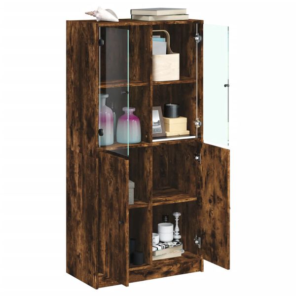 vidaXL Buffet haut avec portes chêne fumé 68x37x142 cm bois ingénierie