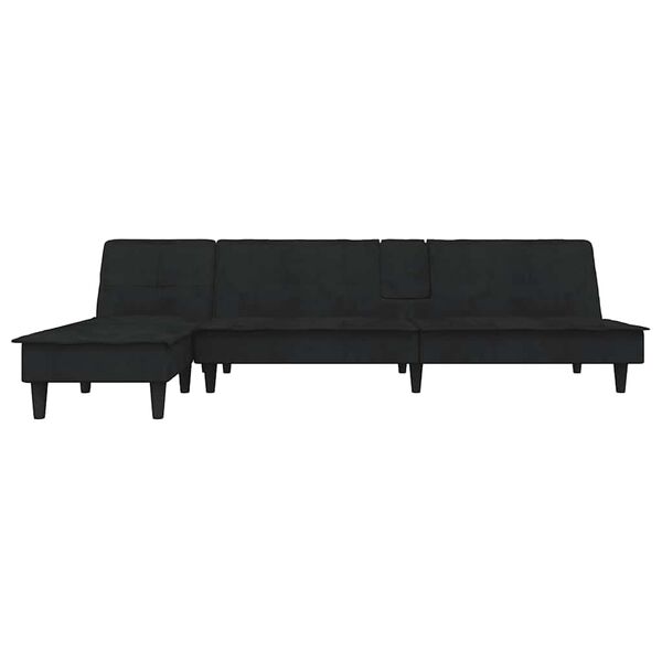 vidaXL Canap&eacute;-lit en forme de L noir 255x140x70 cm velours