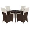 vidaXL Ensemble de bistro de jardin 5 pcs coussins marron poly rotin