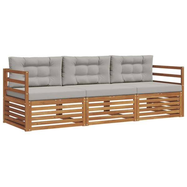 vidaXL Ensemble de canap&eacute;s d'ext&eacute;rieur 3 pcs Gris Naturel et Clair