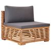 vidaXL Canap&eacute; central de jardin avec coussin gris Bois de teck solide