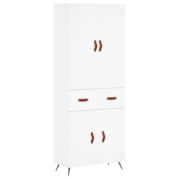 vidaXL Buffet haut Blanc 69,5x34x180 cm Bois d'ing&eacute;nierie