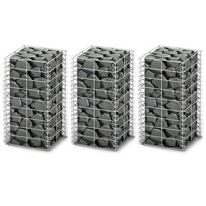 vidaXL Jeu de panier de gabion 3 pcs Fil galvanis&eacute; 25x25x50 cm