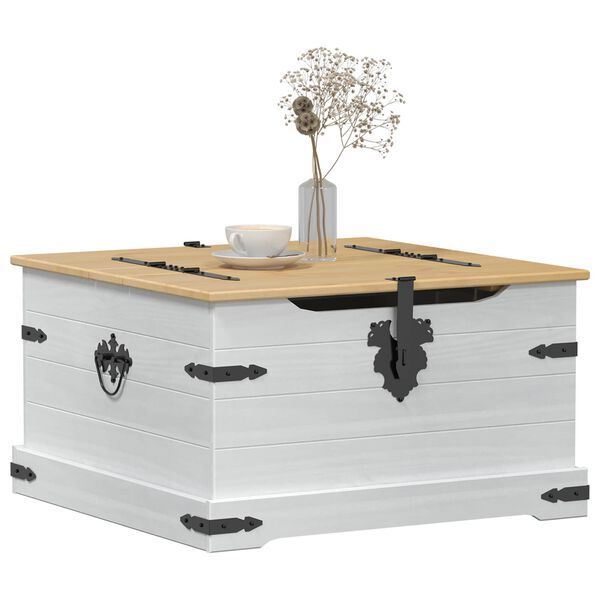 vidaXL storage box avec &eacute;tag&egrave;re Blanc 78 x 78 x 45 cm Pin massif