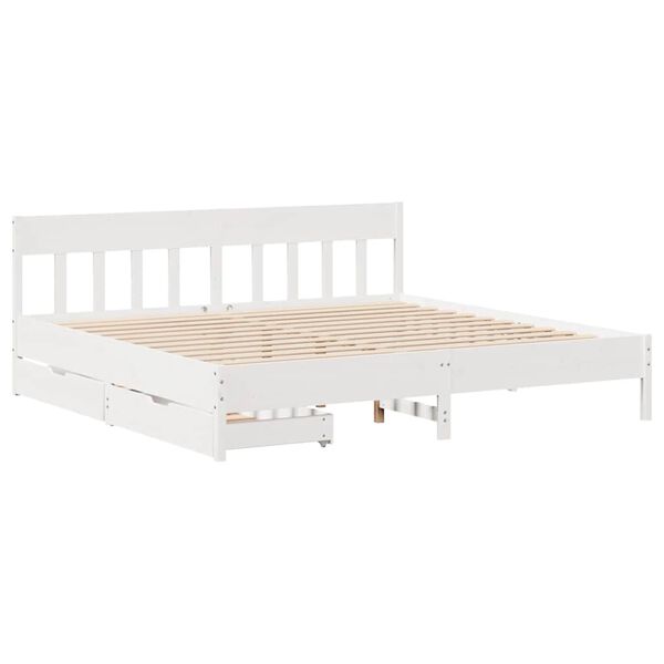vidaXL Cadre de lit sans matelas blanc 200x200 cm bois massif de pin