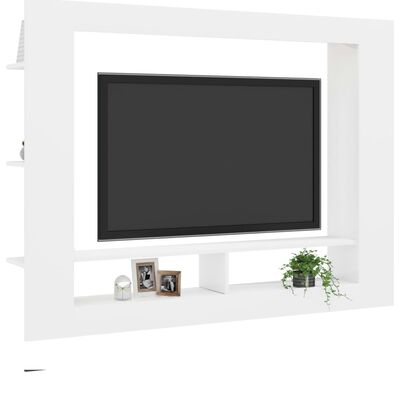 vidaXL Meuble TV Blanc 152x22x113 cm Aggloméré