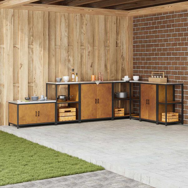 vidaXL Rangement de cuisine avec &eacute;tag&egrave;re Rouill&eacute; 60 x 50 x 92 cm Acier