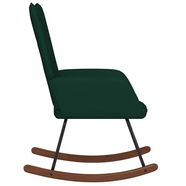 vidaXL Chaise &agrave; bascule Vert fonc&eacute; Velours