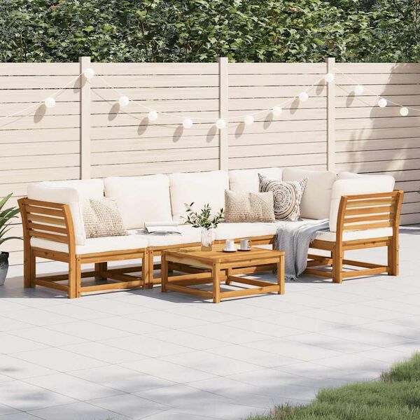 vidaXL Salon de jardin 6 pcs avec coussins bois d'acacia solide