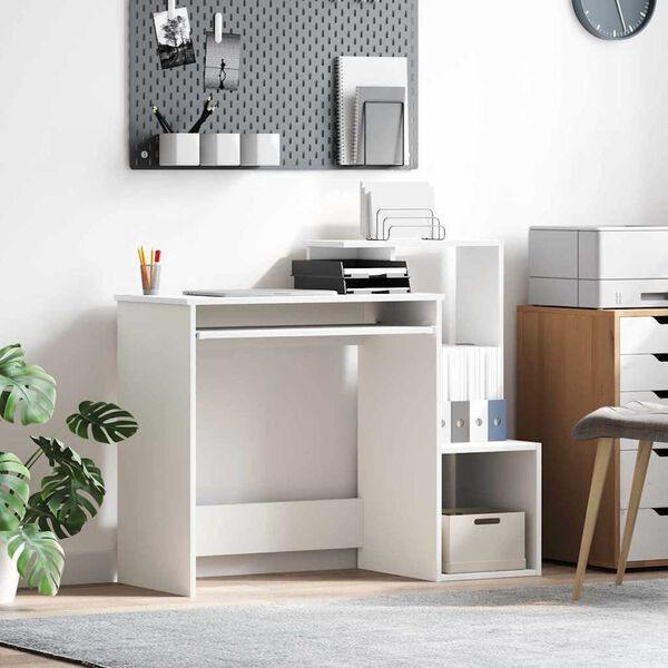 vidaXL Bureau avec étagère Blanc 106 x 40 x 88.5 cm Bois d'ingénierie