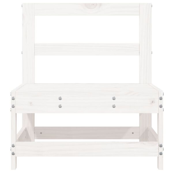 vidaXL Canapé central de jardin blanc bois de pin massif