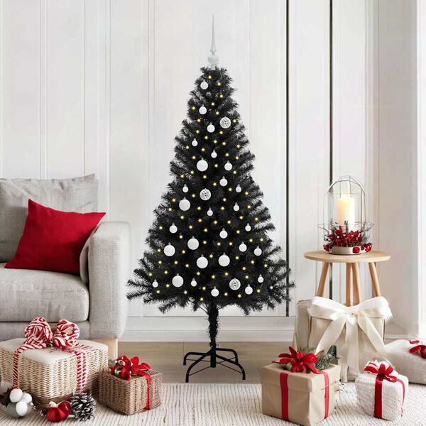 vidaXL Sapin de No&euml;l avec 150 LED avec support Noir 150 cm PVC