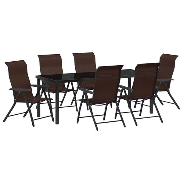 vidaXL Ensemble de salle &agrave; manger pour jardin 7 pcs Marron