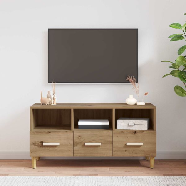 vidaXL Meuble TV Ch&ecirc;ne artisan 102 x 36 x 50 cm Bois d'ing&eacute;nierie