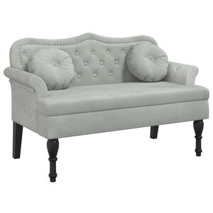 vidaXL Banc avec coussins Gris clair 120,5 x 65 x 75 cm Velours