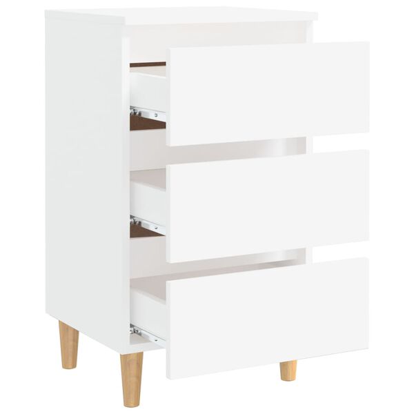vidaXL Table de chevet avec pieds en bois solide Blanc 40x35x69 cm