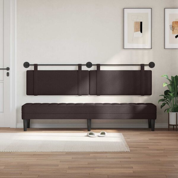 vidaXL T&ecirc;te de lit suspendue Uni Marron fonc&eacute; 210 x 55 x 5 cm tissu