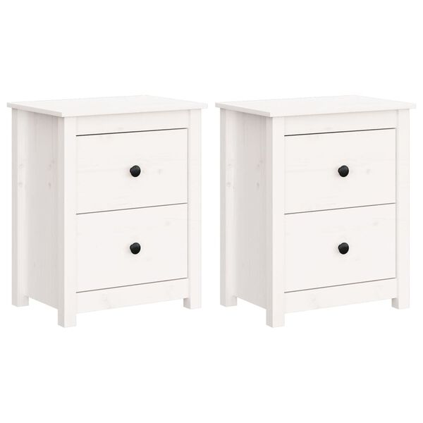 vidaXL Tables de chevet 2 pcs Blanc 50x35x61,5 cm Bois de pin massif