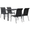 vidaXL Ensemble &agrave; manger de jardin 5 pcs noir textil&egrave;ne et acier
