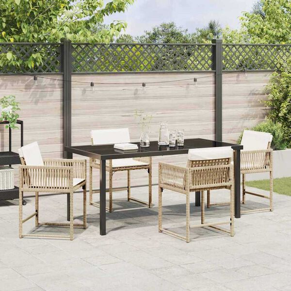 vidaXL Ensemble de salle &agrave; manger pour jardin 5 pcs Beige polyrotin