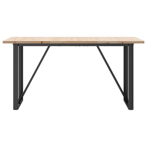 vidaXL Table à manger cadre en O 140x80x75,5 cm bois pin massif acier