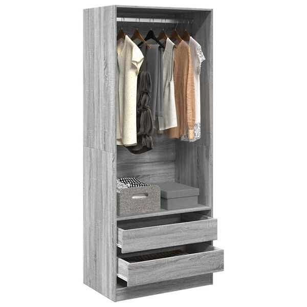 vidaXL Garde-robe sonoma gris 80x50x200 cm bois d'ing&eacute;nierie