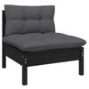 vidaXL Salon de jardin 4 pcs avec coussins Noir Bois de pin