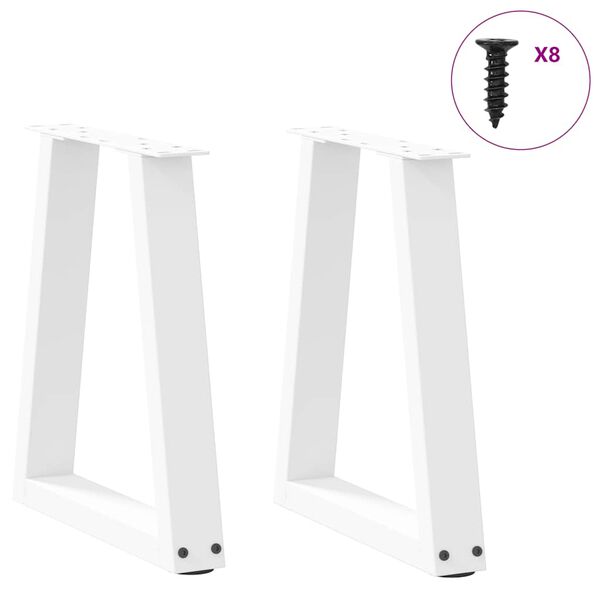 vidaXL Pieds de table basse en forme de V, 2 pi&egrave;ces, blanc, 28 x (42-43,3) cm, acier