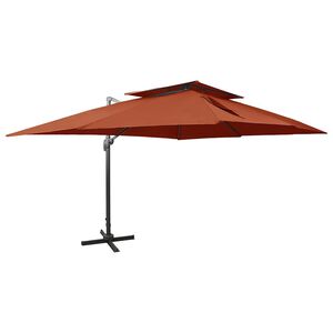 vidaXL Parasol de jardin d&eacute;port&eacute; avec double plateau en terre cuite 400 x 300 cm