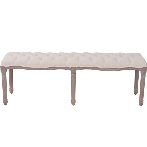 vidaXL Banc Lin Bois massif 150 x 40 x 48 cm Blanc crème